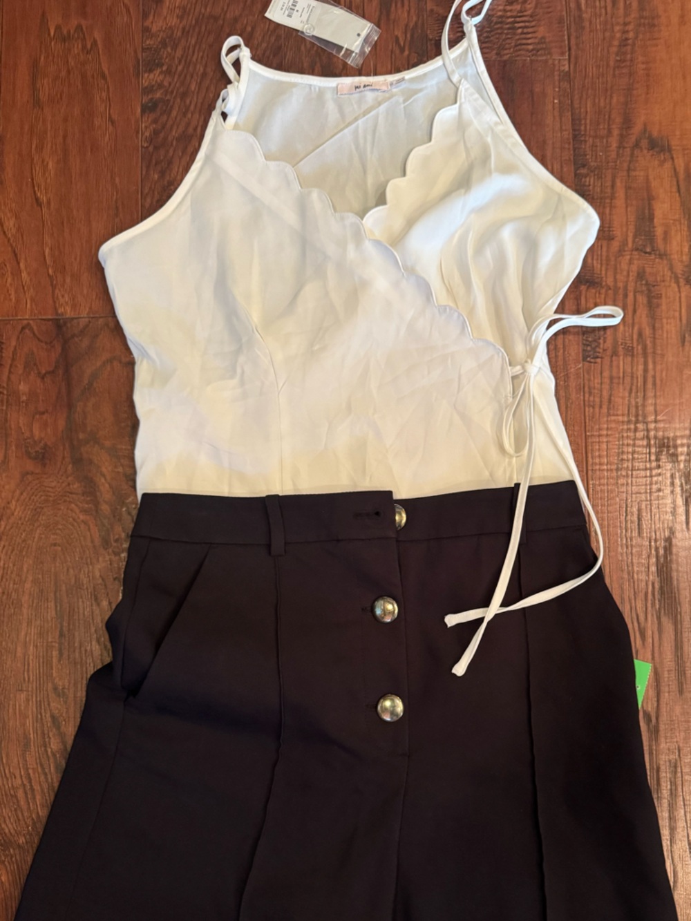 Francesca's Cream Scallop Trim Wrap Cami